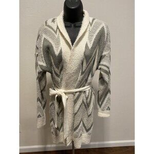 Kate & Sam Womens Size Small Cozy Soft Gray and Cream Cardigan with Tie